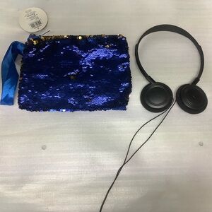 Blue Sequin Pouch and A E-Circuit Black Headphone